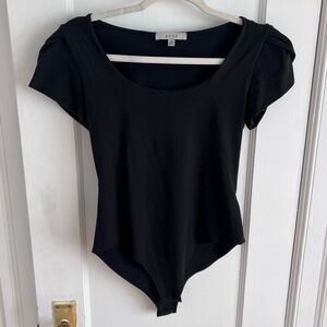 NWOT Gaze Soft Black Cap Sleeve Trendy Bodysuit​​​​